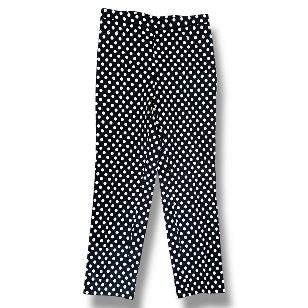 Akris Punto Franca Black/Ivory Polka Dot Techno Pants Size 6 - Picture 2 of 10